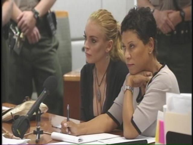 Lindsay Lohan listening to Judge Schwartz in court Wednesday.