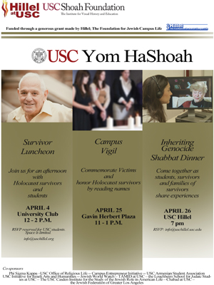 USC Hillel will commemorate the 60th anniversary of the Holocaust throughout April.
