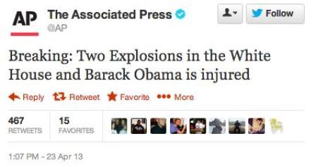 The tweet that was hacked from AP's account.