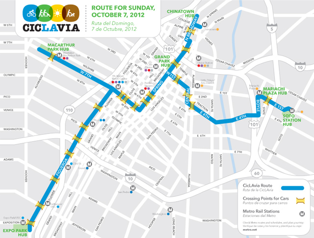 This Sunday's fifth annual CicLAvia will take Angelenos out of their cars and onto their bikes (Photo courtesy of Facebook).