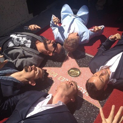 Backstreet Boys pose with Hollywood Star