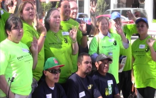 Protesters oppose proposed Walmart's store in Chinatown. (Photo courtesy of ATVN)