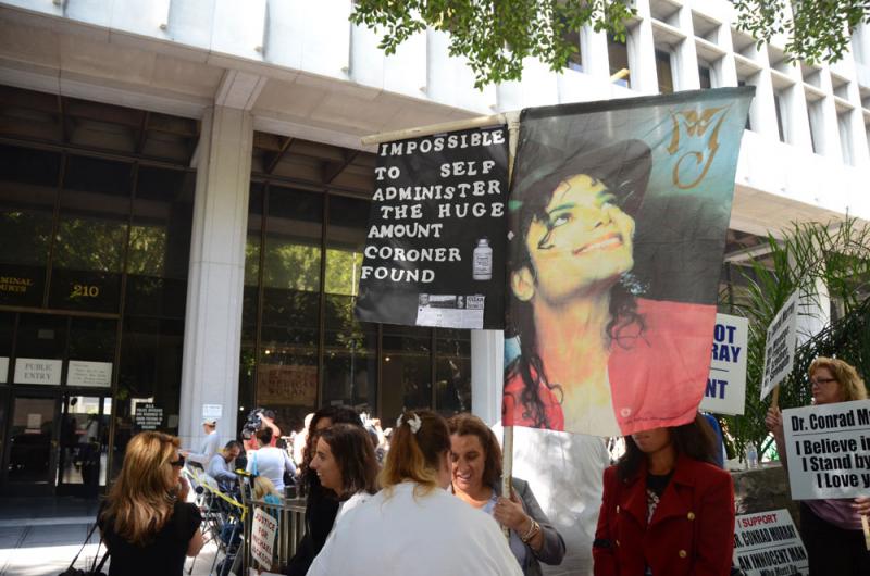 Fans memorialized Jackson outside the Murray trial last year/ Photo courtesy of Eric Burse