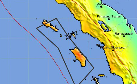 The initial earthquake struck in the Indian Ocean off the shore of Indonesia(Photo courtesy of USGS)