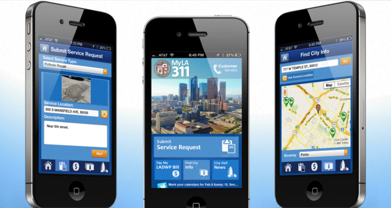 The MyLA311 smartphone app lets Angelenos pay bills and voice city complaints. (Neon Tommy)
