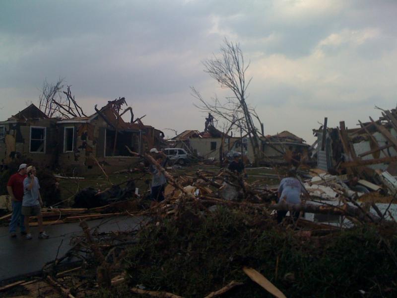 The damage in Tuscaloosa immediately after a mile-wide tornado tore through the city. (Photo taken by Chandler Davis)