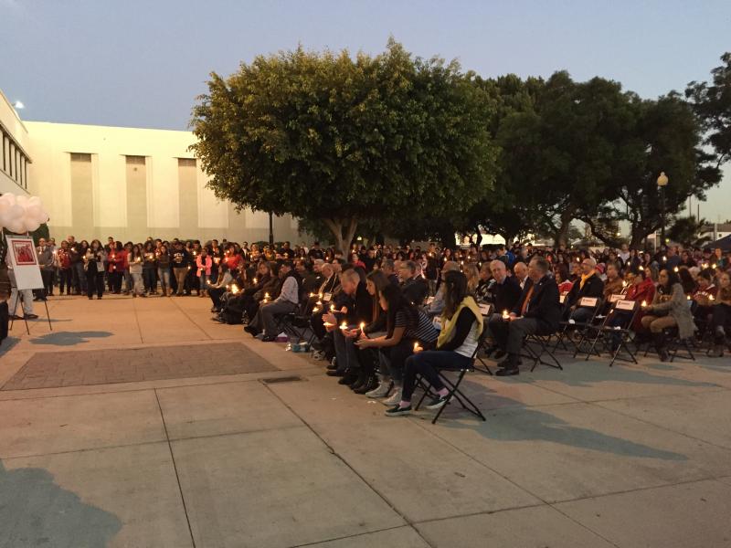 Hundred's gathered at the front entrance of Whittier High School to remember Gonzalez.
