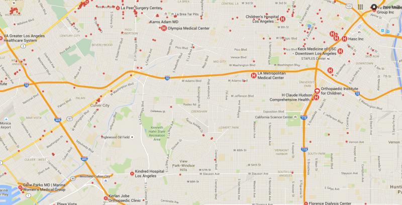 Medical centers near the Baldwin Hills-Crenshaw neighborhood.