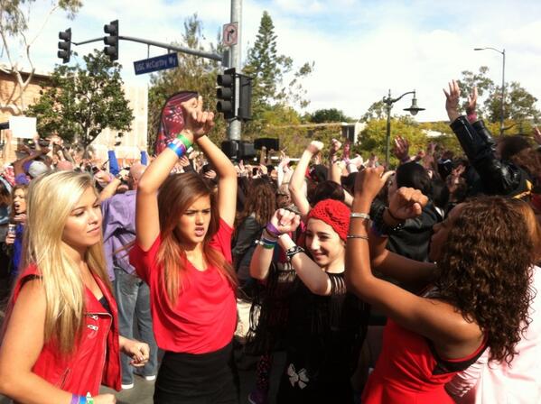 Potential auditioners for the TV show "The X Factor" line up outside the Galen Center.  (ATVN/Raishad Hardnett)