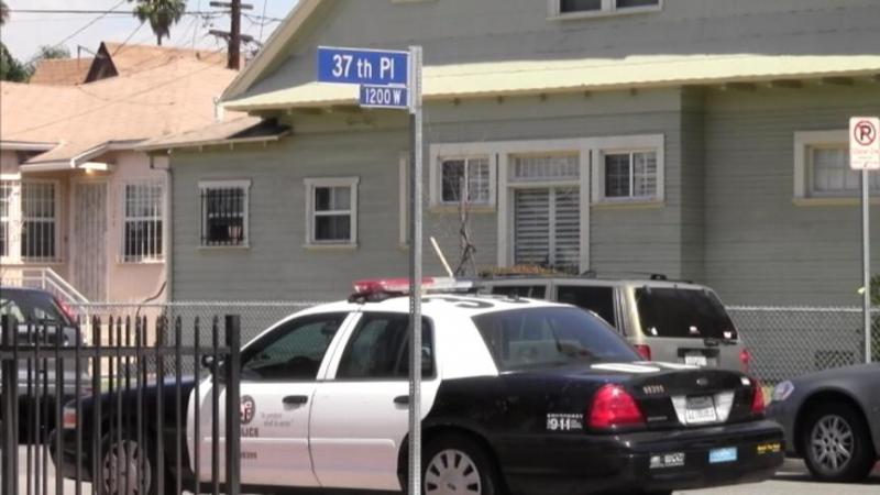 Police cars line up on 37th street while officers investigate the shooting. (Photo by Elyse Perlmutter-Gumbiner)