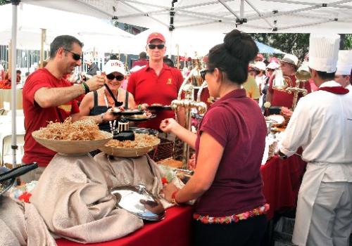 Food vendors supplying Trojans with appetizers pre-Cal game