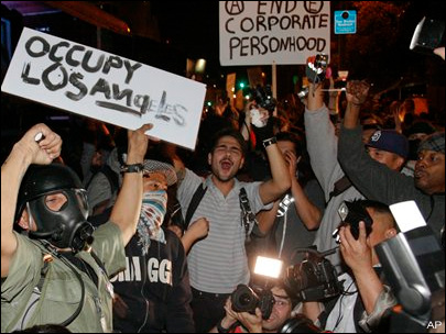 Occupy LA protesters after eviction notice (Associated Press)