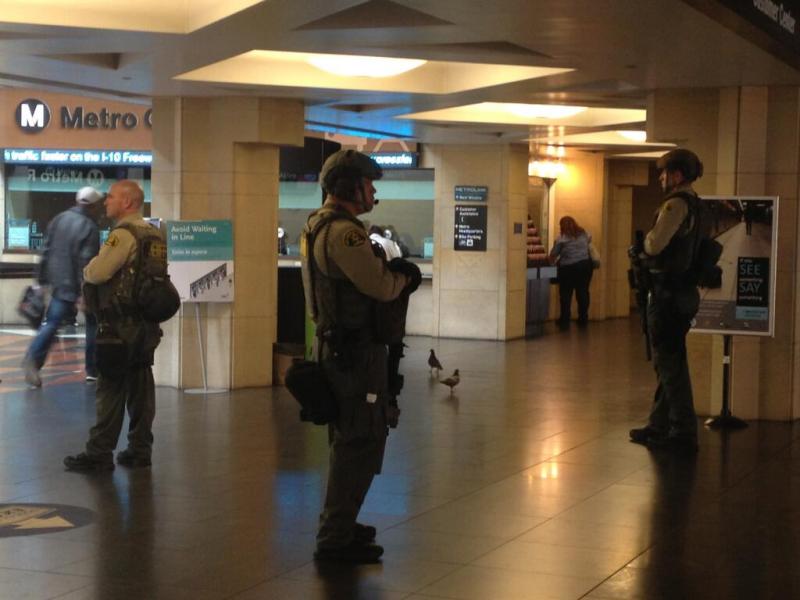 Security has been heightened around Los Angeles, including Union Station downtown. (Claire Pires/ATVN)