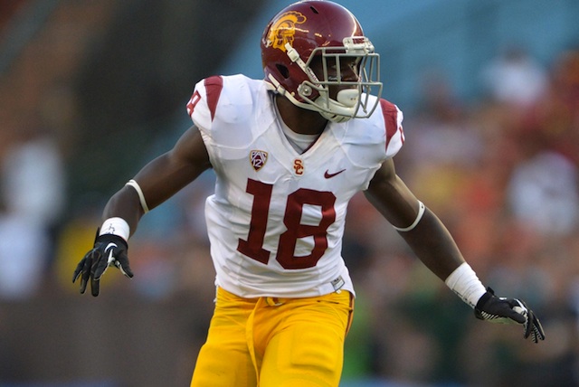 USC safety Dion Bailey finishes his career at USC with 222 tackles and 11 interceptions. 