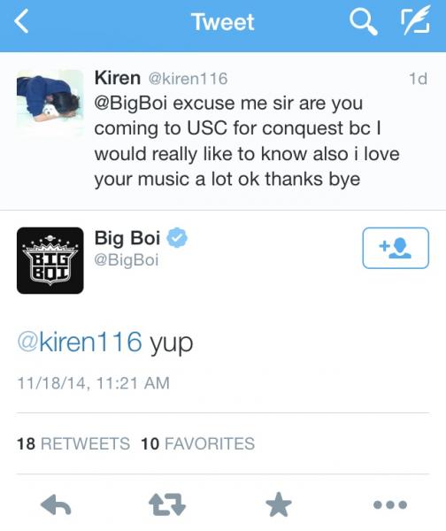 Big Boi tweeted at a fan and potentially revealed that he'll be headlining the concert. 