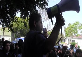 Students protest against the pepper spray incident and rising tuition costs (Photo courtesy of ATVN)