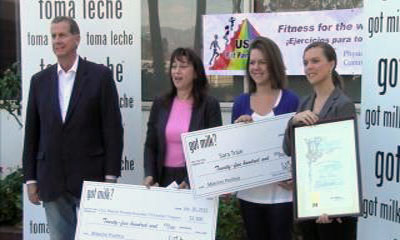 Fit Families volunteer Sara Train is honored for her work promotin health in the Latino community. (Photo courtesy ATVN)