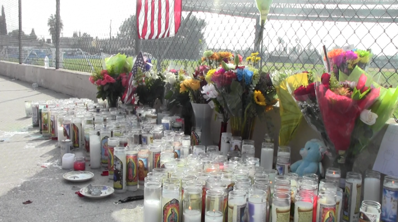 A makeshift memorial for Francisco Garcia after he was fatally shot. (Isaac Moody/ATVN)