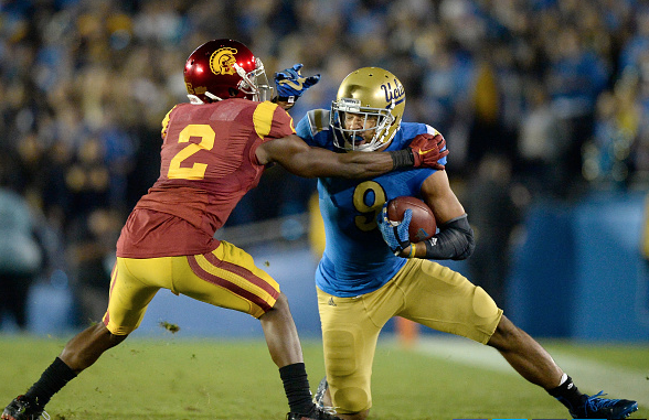 Adoree Jackson and the rest of the Trojans struggled to maintain the Bruin attack (Harry How | Getty Images) Adoree Jackson and the rest of the Trojans struggled to maintain the Bruin attack (Harry How | Getty Images)