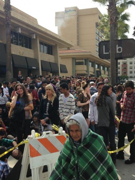 X Factor fans wait outside USC Galen Center (Elisabeth Roberts)