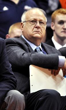 Bernie Fine, Syracuse assistant basketball coach, watches a game against Manhattan on Nov. 14, 2011. (Associated Press)