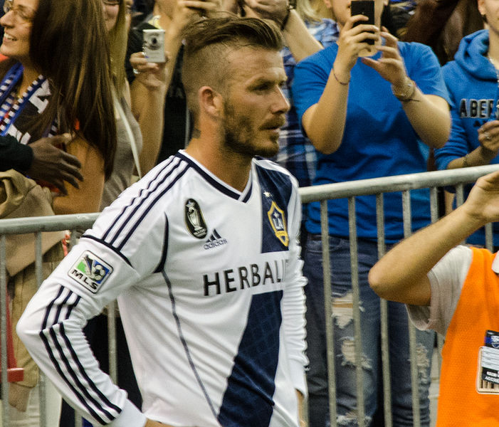 David Beckham waits to take the field May 13, 2012 at a Galaxy game. (Creative Commons/Kunal Shah)