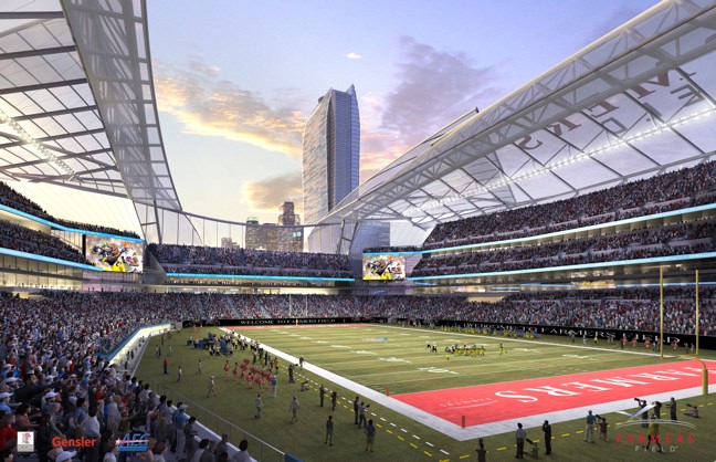 Officials signed an agreement to begin construction on a football stadium in downtown Los Angeles.