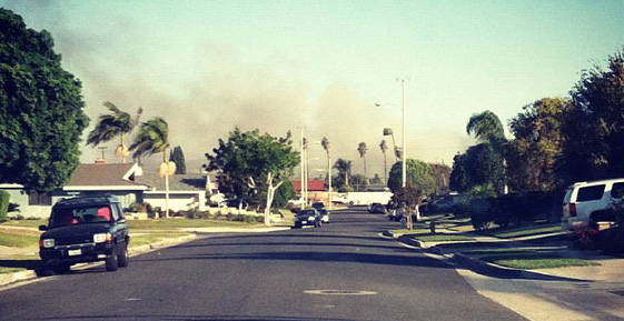 Santa Ana winds ignite a brush fire. (Courtesy of JulieLawrence via Instragram)