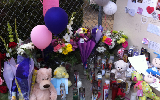 Friends and family placed rememberances for 10-year-old Joanna Ramos. (Photo courtesy ATVN)
