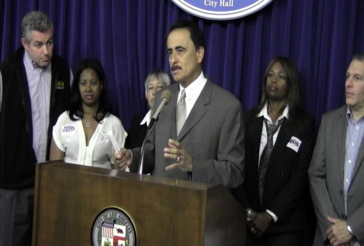 Councilman Richard Alarcon spoke at a press conference Wednesday. (ATVN)