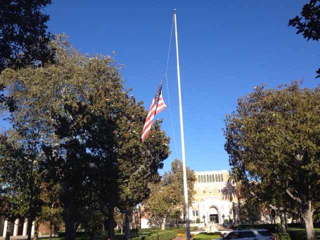 Flags on campus flew at half staff to honor Louis Zamperini.