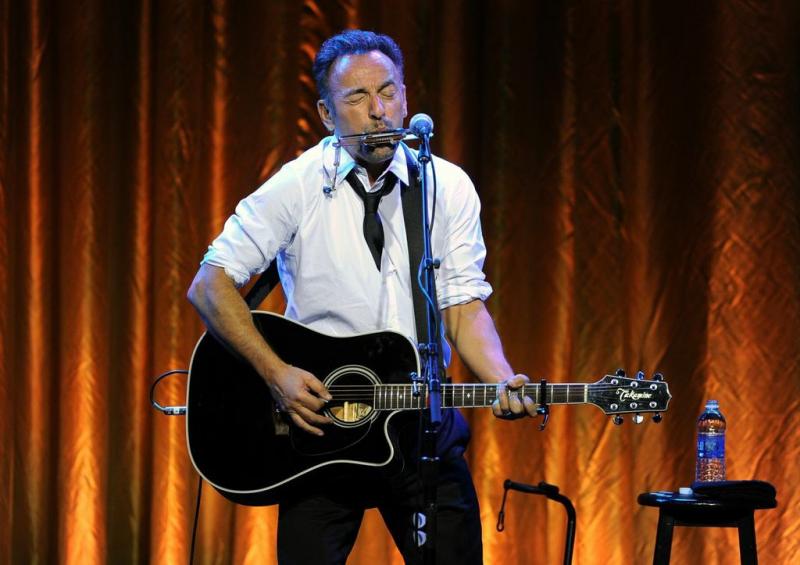Bruce Springsteen plays "The Promised Land" and "Dancing in the Dark" at the USC Shoah Foundation 20th anniversary gala. (Getty Images)