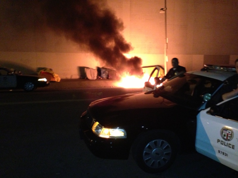 A tent fire threatened Skid Row woman's life (LAPD)