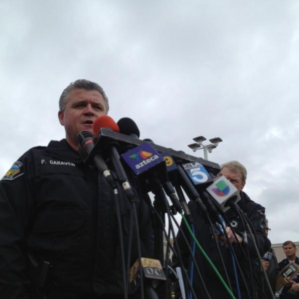 Tustin police Lt. Paul Garaven addresses the media Tuesday morning. (ATVN/Ashley Riegle)
