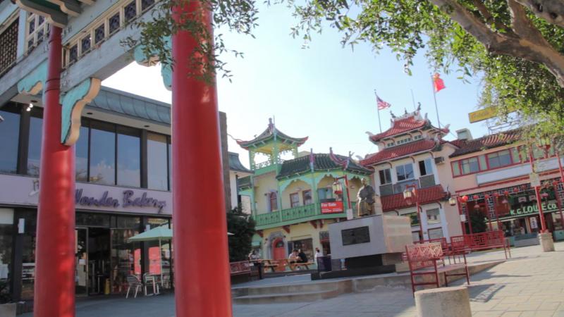 L.A. Chinatown's Central Plaza is a tourist attraction filled with restaurants, a bakery, and gift shops (Cameron Quon/ATVN).