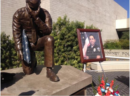 Wayne R. Presley statue and memorial for Office Ricky Galvez (Chole Marie Rivera/Annenberg Media).