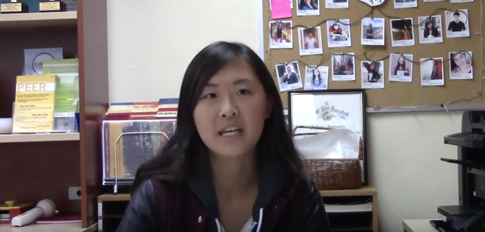 Veronica Park, USC’s Asisan Greek Council President, discusses the new diversity resolution in the Asian Pacific American Student Services. (Morgan Evans/Annenberg Media)