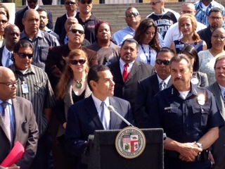 Mayor Villaraigosa announced locations for the Gun Buyback Initiative (Courtesy Ashley Riegle)